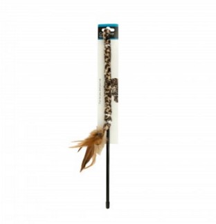 Leopard Print Cat Teaser Wand with Feathers