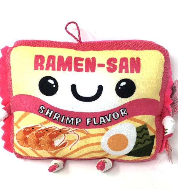 Ramen-San Ramen Noodles Shrimp Flavor  Plush Pillow Pink  9”